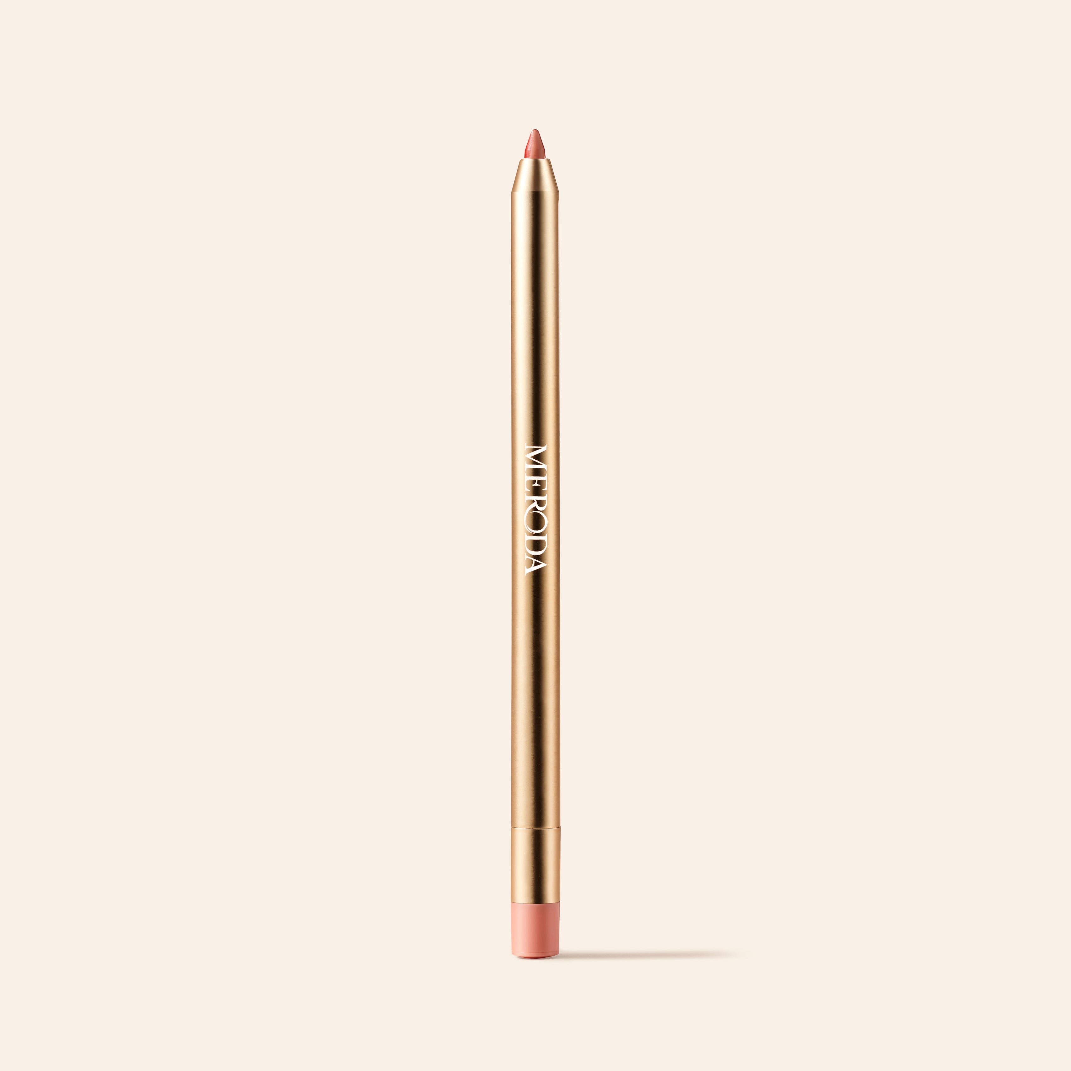 Signature Lip Pencil in Perfect Nude featuring a gold metallic casing and creamy tip on a neutral background.