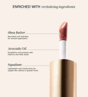 Vibrant Cheek Blush in Dusty Rose enriched with revitalizing Shea Butter, Avocado Oil, and Squalane.