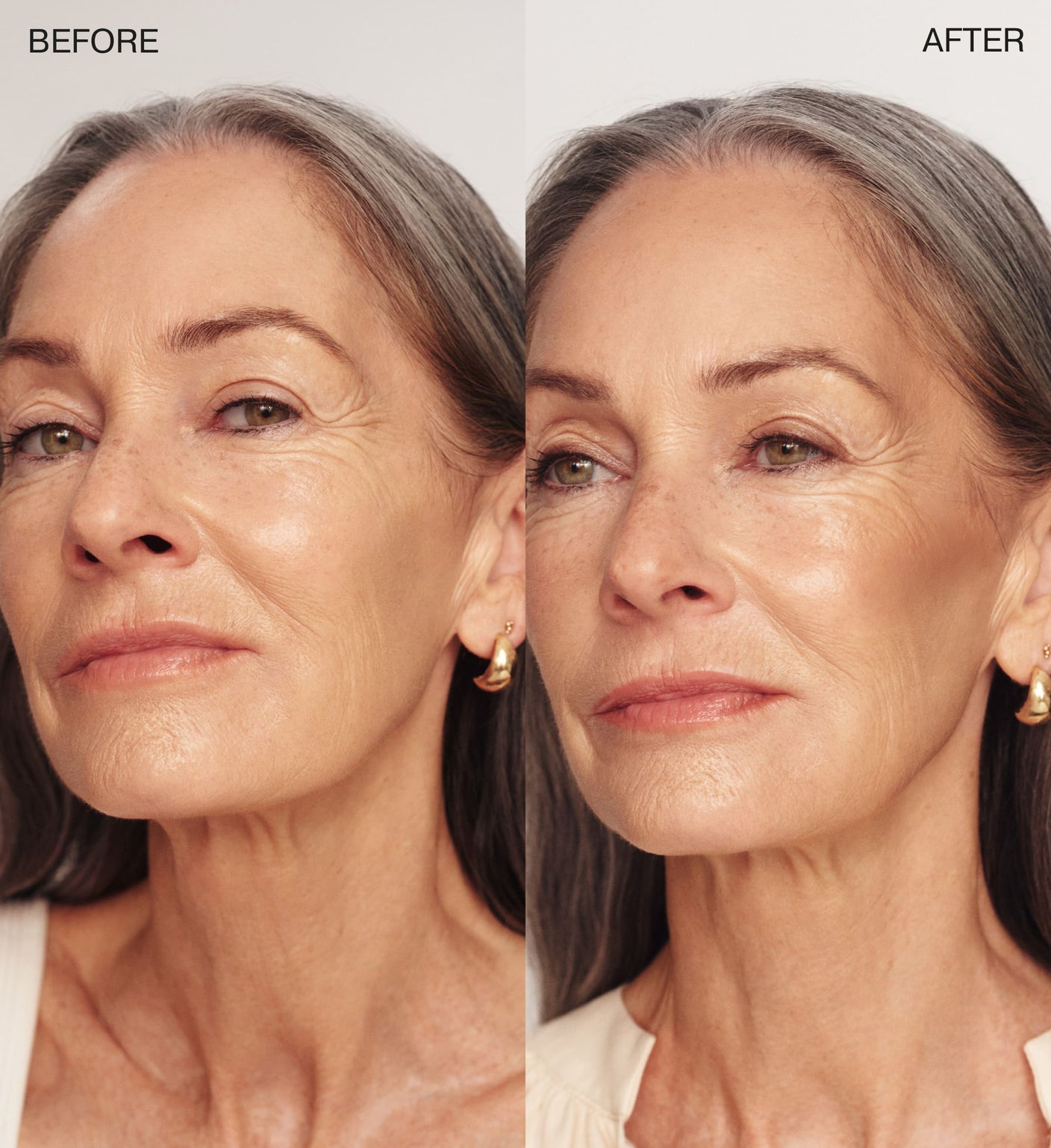 The Soft Tan Bronzer before and after comparison showing a natural sun-kissed glow from The Valentines Bundle